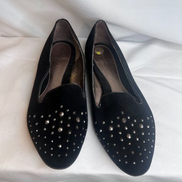 Sole Senseability Black Slip On Studded Jeweled Toe Flat Ballet Shoe Size 9M - Picture 2 of 10